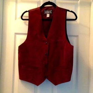 Leather Suede burgundy vintage vest
